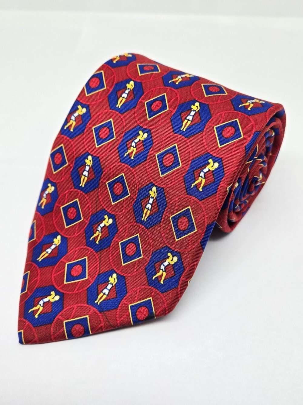Vintage The Female Athlete, Girls at Play, Basketball 100% Silk Mens Tie, 1990s